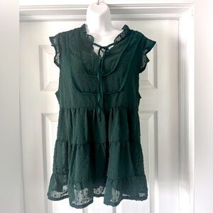 Swiss Dot Ruffle Top